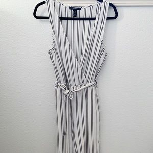 Sleeveless Striped Cropped Tie Jumpsuit